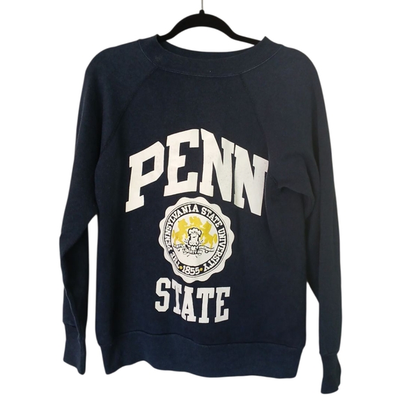 Penn State University PSU Vintage Navy Graphic Logo Sweatshirt Size Medium - Picture 1 of 10